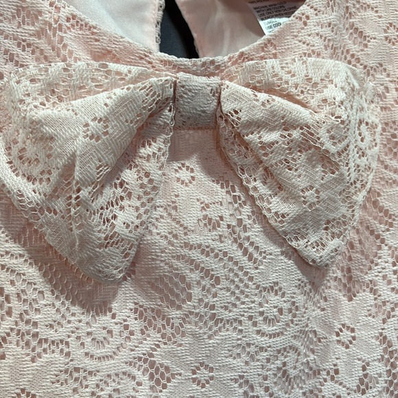 Duchess Lace Overlay, lined, bow front, keyhole button back,sleeveless dress - Picture 2 of 8